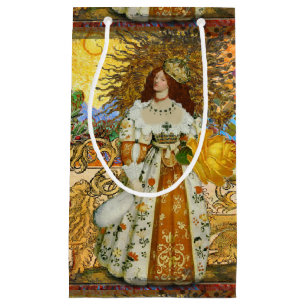 Vintage Woman Golden Sun: Leo Zodiac Collage Art Small Gift Bag