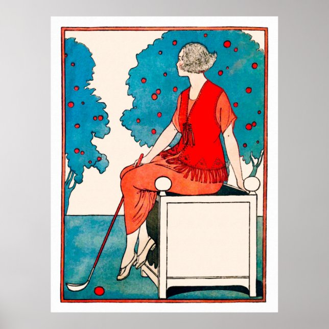 Vintage Woman Golfer Print (Front)