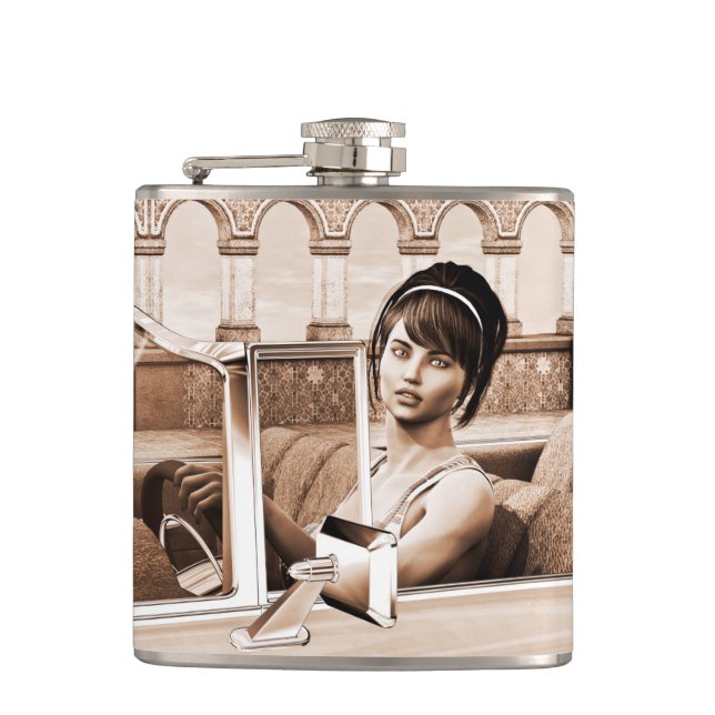 Vintage Woman Hip Flask (Front)
