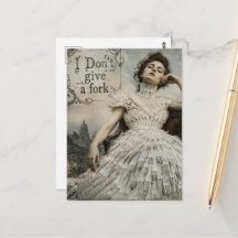 Vintage Woman in a Fork Dress Funny Quote