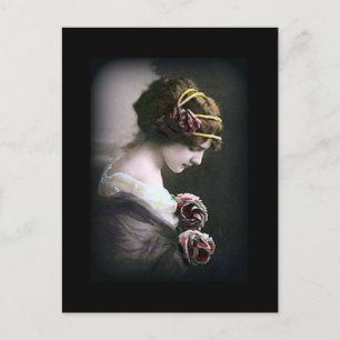 Vintage Woman in Black Postcard