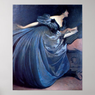 Vintage Woman in Blue Poster
