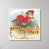 Vintage Woman in Champagne Glass Poster: 1900s Bar
