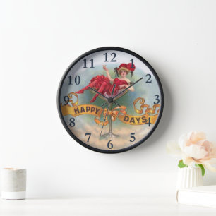 Vintage Woman in Champagne Glass Poster: 1900s Bar Clock