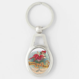 Vintage Woman in Champagne Glass Poster: 1900s Bar Key Ring