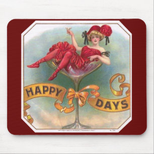 Vintage Woman in Champagne Glass Poster: 1900s Bar Mouse Pad