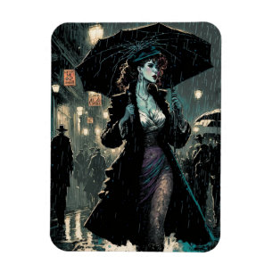 Vintage Woman in the Rain Magnet