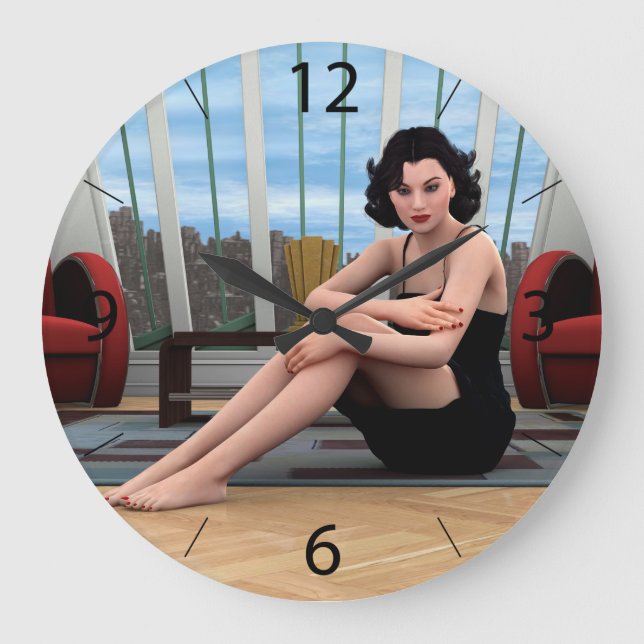 Vintage Woman Large Clock (Front)