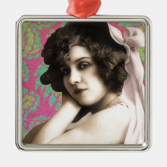 Vintage Woman Metal Ornament (Front)