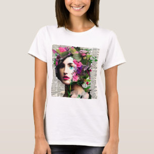 Vintage Woman Paper Collage Art T-Shirt