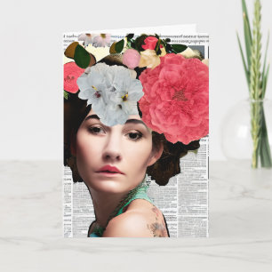 Vintage Woman Paper Collage   Funny Friendship Card