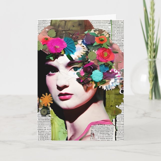 Vintage Woman Paper Collage | Funny Friendship Card (Front)