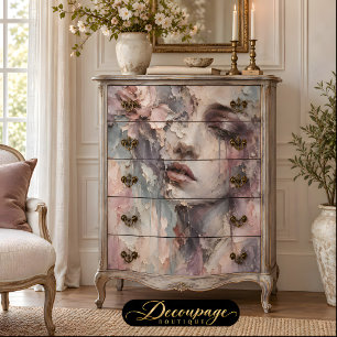 Vintage Woman Pastel Floral Decoupage Tissue Paper