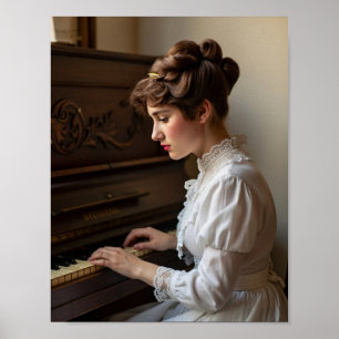 Vintage Woman Pianist Poster