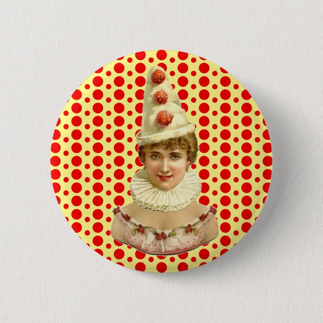 Vintage Woman Pierrot 6 Cm Round Badge (Front)