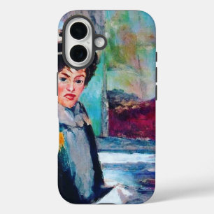 Vintage Woman Portrait with Abstract Background iPhone 16 Case