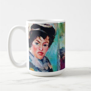 Vintage Woman Portrait with Abstract Background Coffee Mug