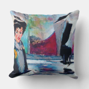 Vintage Woman Portrait with Abstract Background Cushion