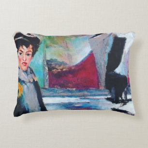 Vintage Woman Portrait with Abstract Background Decorative Cushion