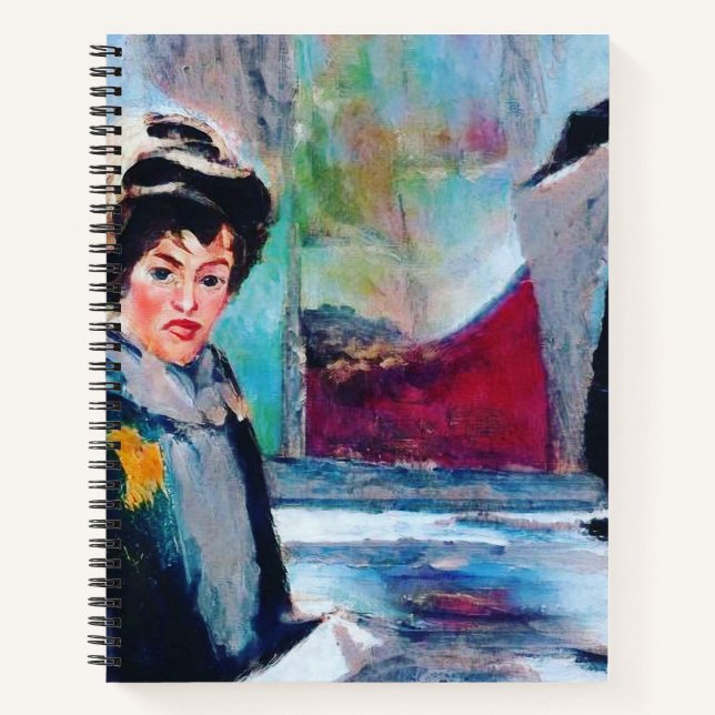 Vintage Woman Portrait with Abstract Background Notebook (Front)
