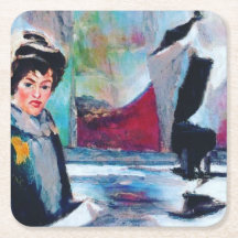 Vintage Woman Portrait with Abstract Background