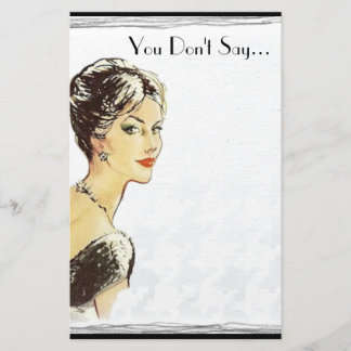Vintage woman retro illustration sarcasm quote  stationery
