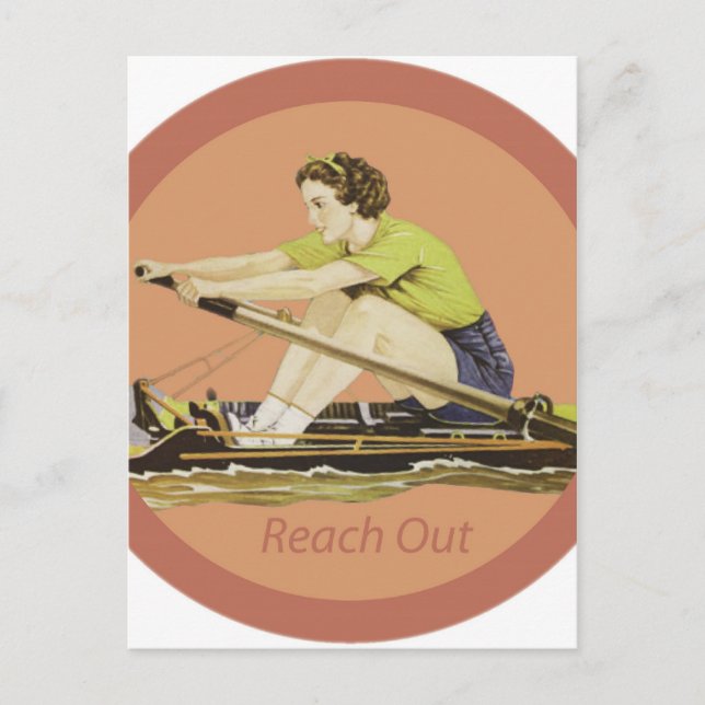 Vintage Woman Rower Postcard (Front)