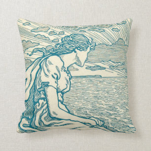 Vintage Woman Senta Love Cliff Sea Wagner Opera Cushion