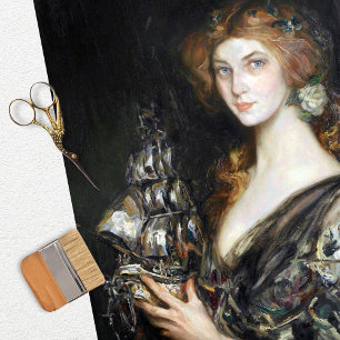 Vintage Woman Ship Decoupage  Tissue Paper