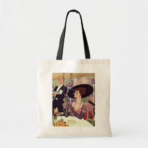 Vintage Woman Smoking Cigarette Drinking Champagne Tote Bag