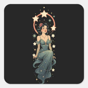 Vintage Woman Square Sticker