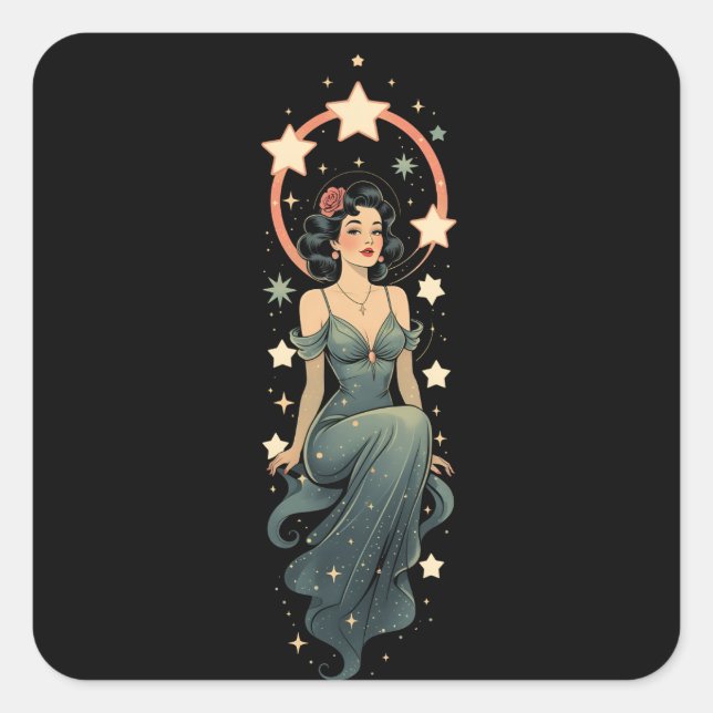 Vintage Woman Square Sticker (Front)