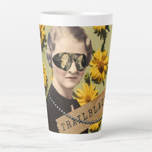Vintage Woman Trailblazer Daisies Kitsch  Latte Mug