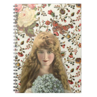 Vintage Woman with Calico Floral Pattern