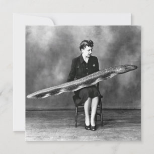 Vintage woman with eel thank you card