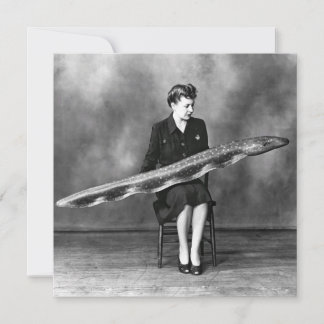 Vintage woman with eel thank you card