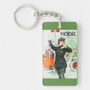 "Vintage women and Wheels" Key Ring