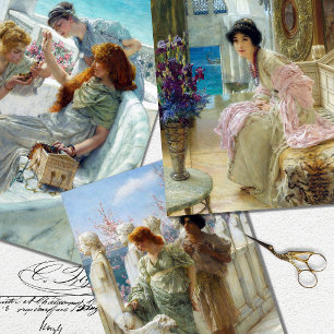 Vintage Women Decoupage Wrapping Paper Sheet