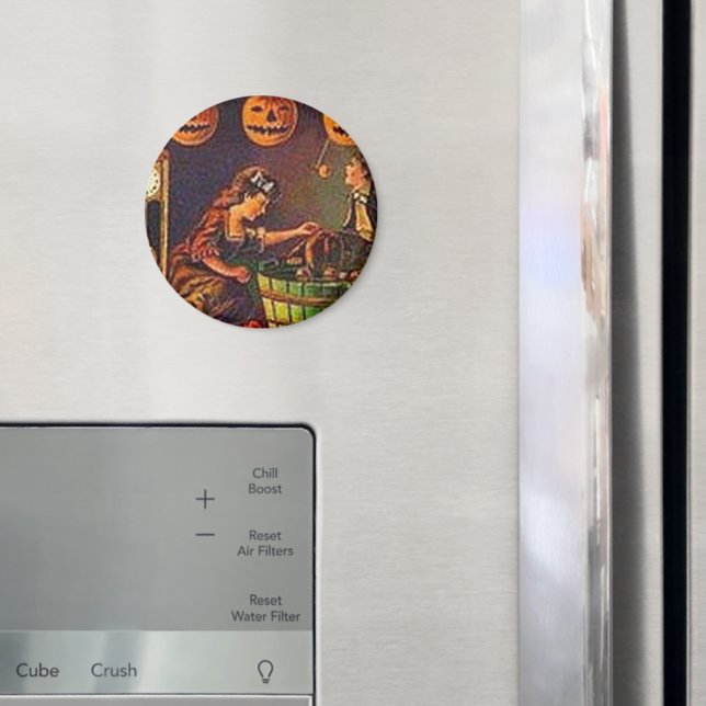 Vintage Women, Ghost and Jack o' Lanterns Magnet (In Situ (Fridge))