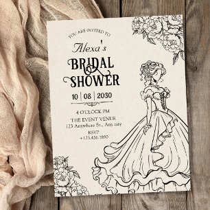 Vintage women in dress bridal shower invitation