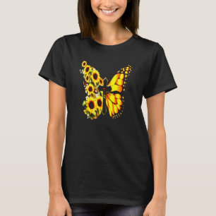 Vintage Women Men Faith Cross Sunflower Butterfly T-Shirt