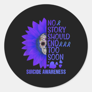 Vintage Women Men Sugar Skull Suicide Prevention A Classic Round Sticker