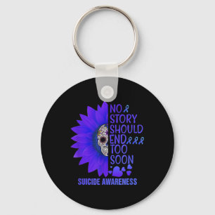 Vintage Women Men Sugar Skull Suicide Prevention A Key Ring