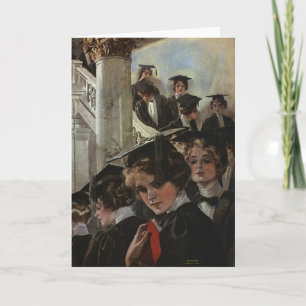Vintage Women’s Graduation Illustration Elegant Card
