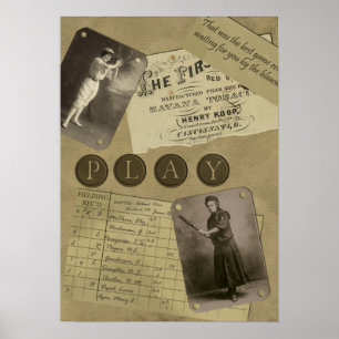 Vintage Women's Baseball Scrapbook Print