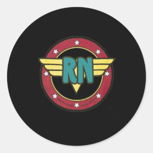 Vintage Wonder Nurse Rn Superhero Distressed  Classic Round Sticker