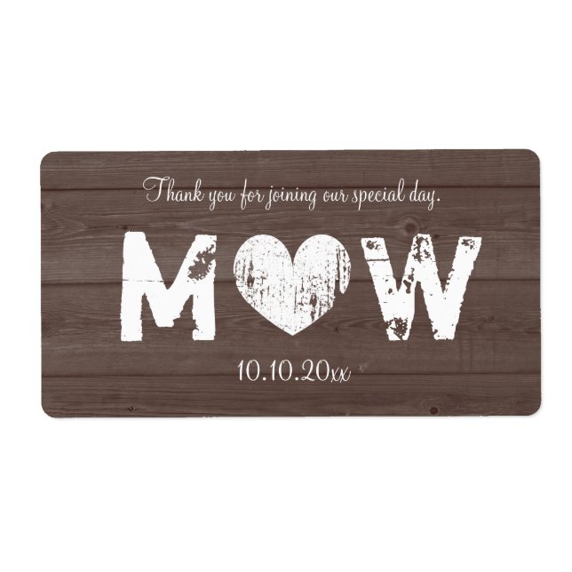 Vintage wood barn wedding water bottle labels (Front)