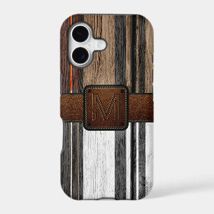 Vintage Wood Brown Leather Look