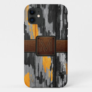 Vintage Wood Brown Leather Look iPhone 11 Case
