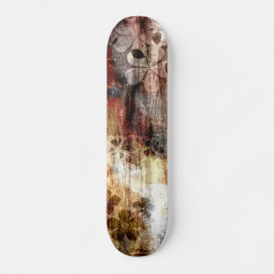 Vintage Wood Flower Abstract Art 2 Skateboard
